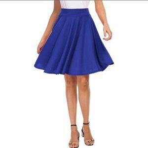 Blue High Waist Pleated Skirt
